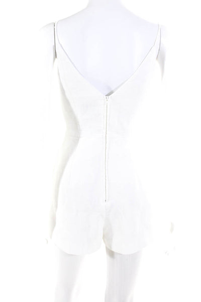 C/MEO Collective Womens V Neck Lace Up Solid Romper White Size Small