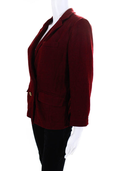 J Crew Womens Collared Solid Two Button Long Sleeve Blazer Red Size Small