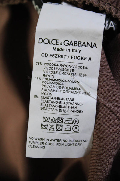 Dolce & Gabbana Womens Sleeveless Ruched Body Con Dress Brown Size EUR 36