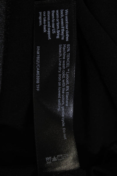 Eileen Fisher Womens Short Sleeve V-Neck Midi Wrap Dress Black Size 2XS