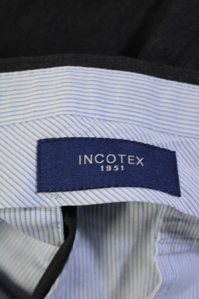 Incotex Mens Zipper Fly Super 100s Pleated Dress Pants Gray Wool Size 34