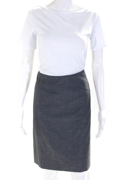 Valentino Womens Back Zip Knee Length Pencil Skirt Gray Wool Size 14