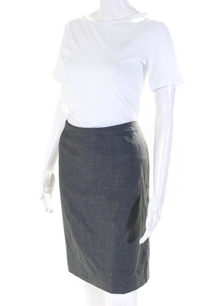 Valentino Womens Back Zip Knee Length Pencil Skirt Gray Wool Size 14