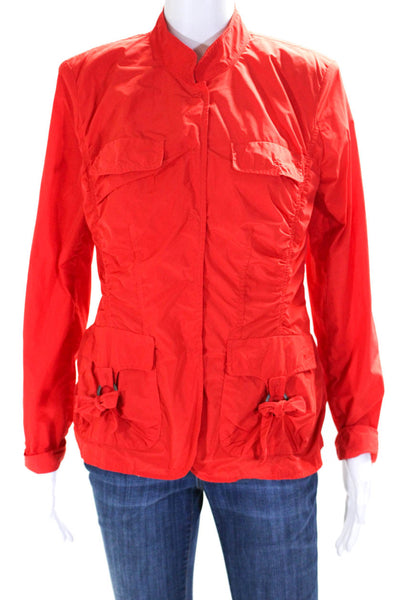 Linea Domani Womens Ruched Button Down Jacket Red Size 6