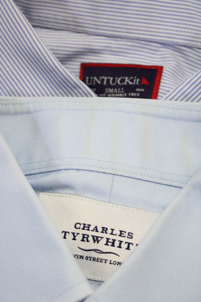 Untuckit Charles Tyrwhitt Mens Striped Buttoned Tops Blue Size S EUR32 Lot 2