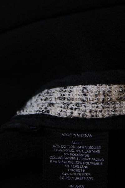 Theory Womens Knit Boucle High Neck Full Zip Sweater Black Ivory Size Medium