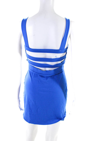 Susana Monaco Women's Square Neck Bodycon Mini Tennis Dress Blue Size S