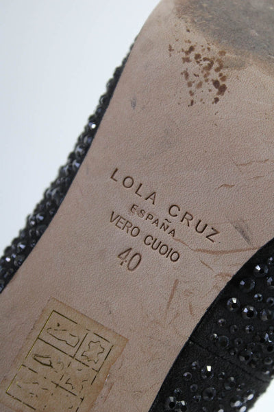 Lola Cruz Womens Pointed Toe Crystal Suede High Heel Pumps Gray Size 40