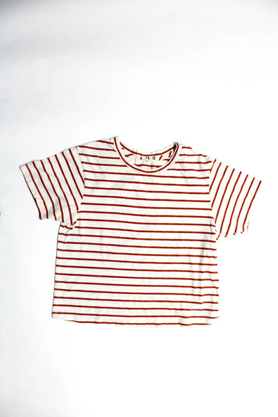 Amo Allsaints Womens Striped Spotted Top Shirt White Gray Red Size 0 Small Lot 2