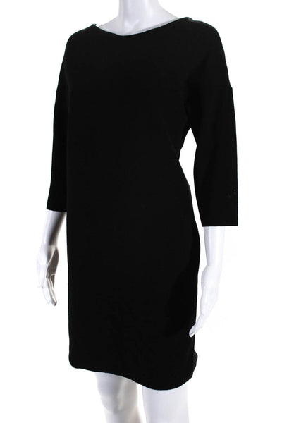 Vince Womens Half Sleeve Scoop Neck Mini Mixed Media Dress Black Size XS