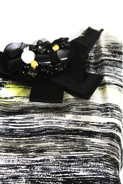 Robert Rodriguez Black Label Womens Jeweled Neckline Silk Dress Black Gray 6