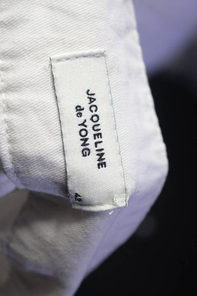 Jacqueline de Yong Women's Mid Rise Pleated Front Khakis White Size 12
