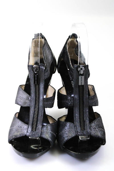 Michael Michael Kors Womens Leather Zip Up High Heels Gray Size 7.5M
