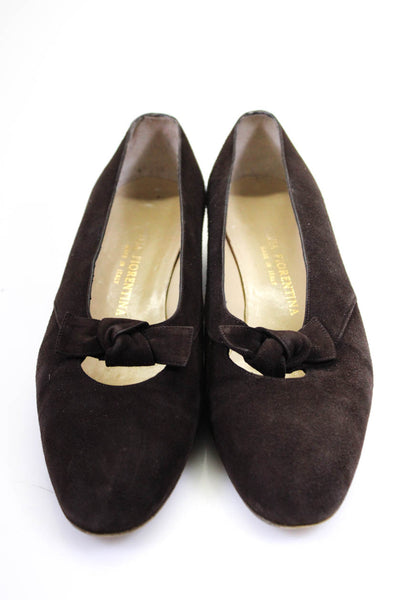 Silvia Fiorentina Womens Suede Knotted Low Heels Pumps Brown Size 8