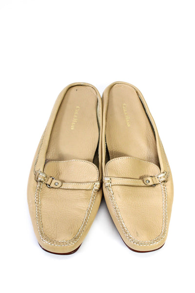 Cole Haan Womens Slip On Round Toe Loafers Mules Brown Leather Size 7