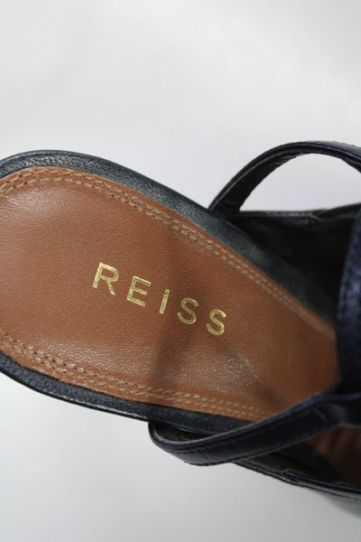 Reiss Women's Pointed Toe Ankle Buckle Strap Stiletto Navy Blue EUR Size 38