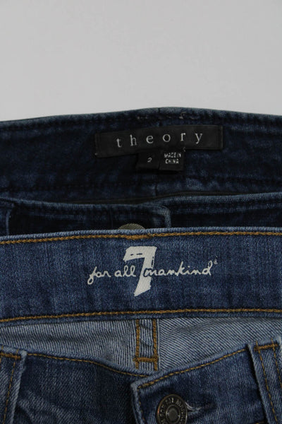 7 For All Mankind Theory Bermuda Zip Ankle Denim Shorts Blue Size 2/26 Lot 2