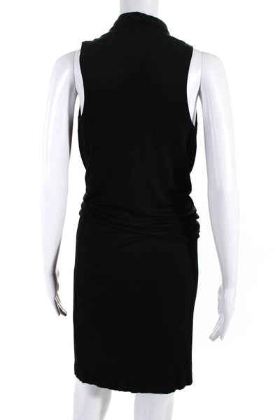 Designer Women's Sleeveless High Neck Maxi Dress Black Size M