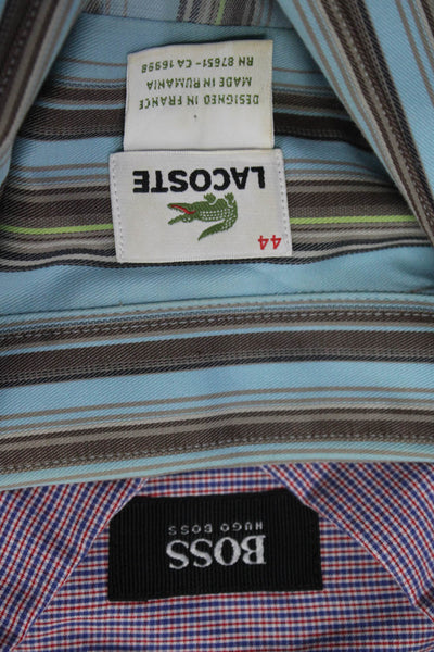 Lacoste Hugo Boss Mens Check Striped Button Up Shirt Size 44 Large lot 2