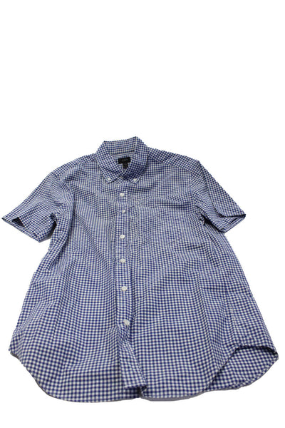 J Crew Mens Solid Gingham Cotton Button Shirt Shorts Blue Size Small/32 Lot 2