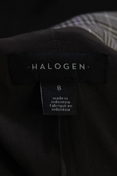 Halogen Womens Plaid Two Button Blazer Brown Purple Size 8
