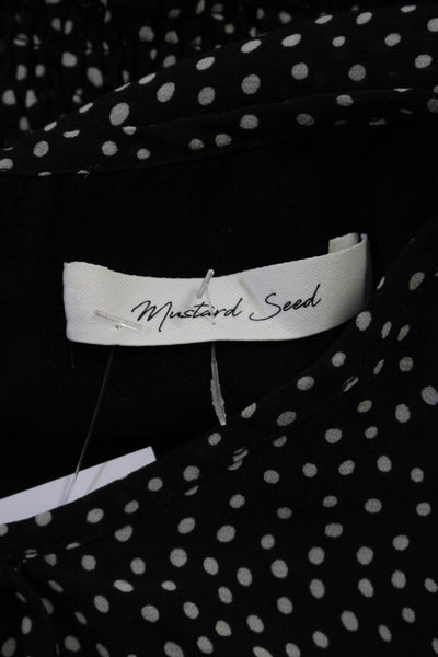 Mustard Seed Women's 3/4 Sleeves Drop Waist Mini Dress Polka Dot Size L