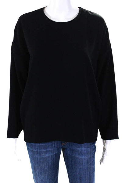 IRO Womens Scoop Neck Long Sleeve Solid Blouse Top Black Size 34