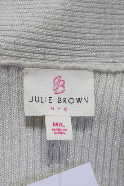 Julie Brown Women's Open Front Mid Length Cardigan Silver Size M/L