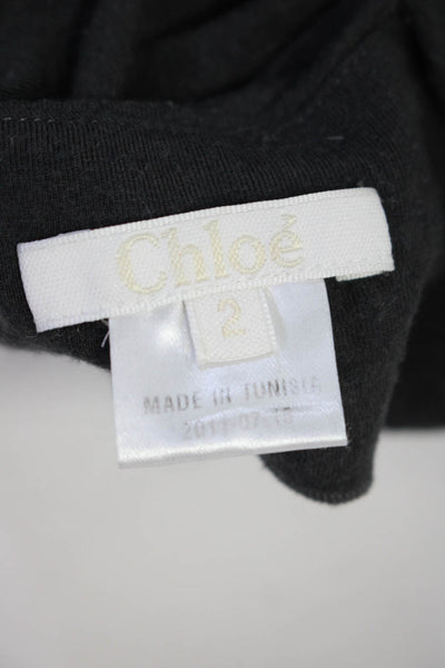 Chloe Girls Long Sleeve Logo T-Shirt Gray Size 2