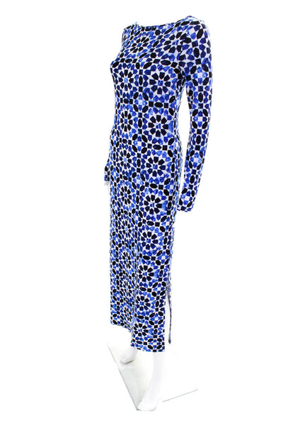 Michael Michael Kors Womens Abstract Printed Jersey Maxi Dress Blue Size XXS