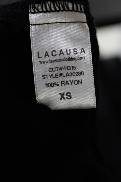 Lacausa Womens Woven Tie Dye V-Neck Long Sleeve Maxi Dress Black Size XS