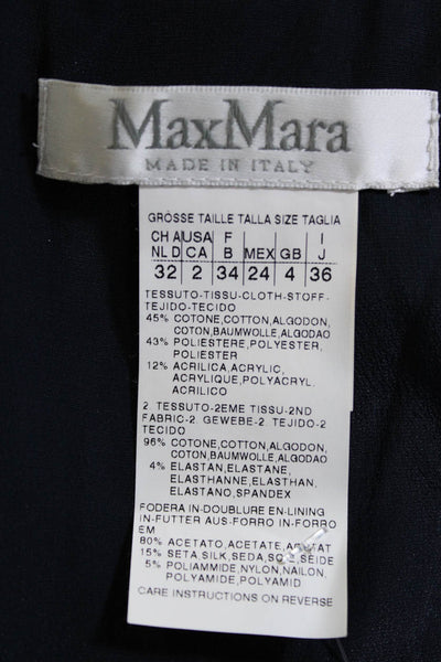 Max Mara Womens Square Neck Lace Overlay Sheath Dress Navy Blue Cotton Size 2