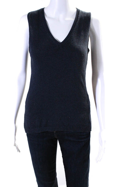Cotton By Autumn Cashmere Women's Sleeveless V-Neck Vest Blouse Blue Size S