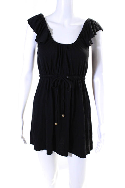 Juicy Couture Women's Off The Shoulder Drawstring Waist Mini Dress Black Size S
