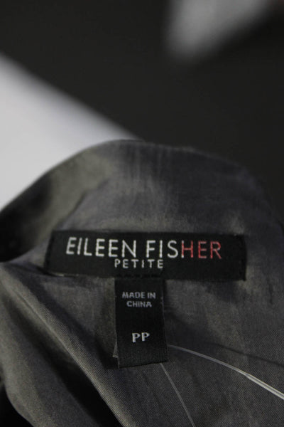 Eileen Fisher Petites Women's Silk V Neck Sleeveless Blouse Gray Size PP