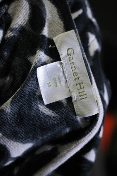 Garnet Hill Womens Silk Blend Short Sleeve Sweater Dress Black White Size Medium
