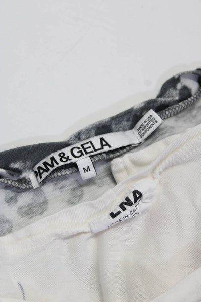 Pam & Gela LNA Womens Tee Shirts Gray White Size Medium Large Lot 2