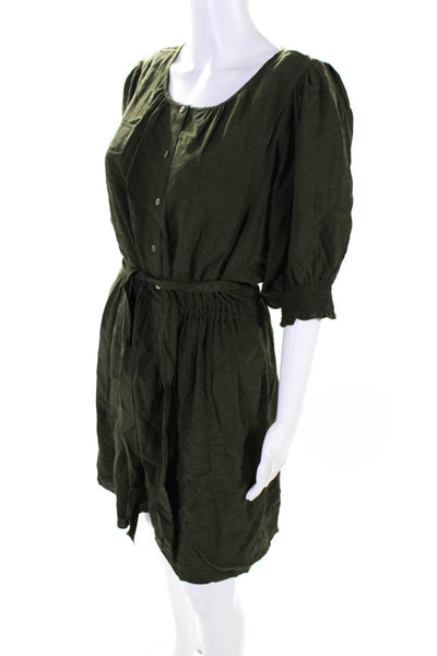 Anthropologie Womens Half Sleeve Scoop Neck Shift Dress Green Size PM
