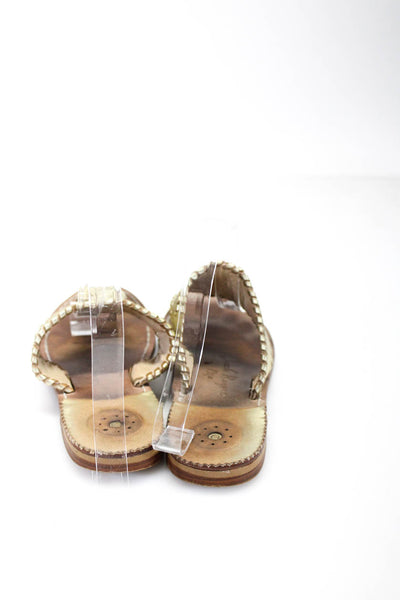 Jack Rogers Women's Leather Flat Sandals Gold Size 4