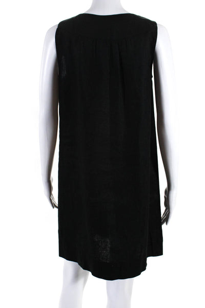 Michael Michael Kors Womens Linen Beaded Collar Trapeze Dress Black Size 8