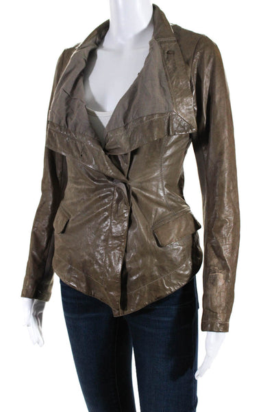 AllSaints Co Ltd Spitalfields Womens Leather Feathers Jacket Brown Size 8