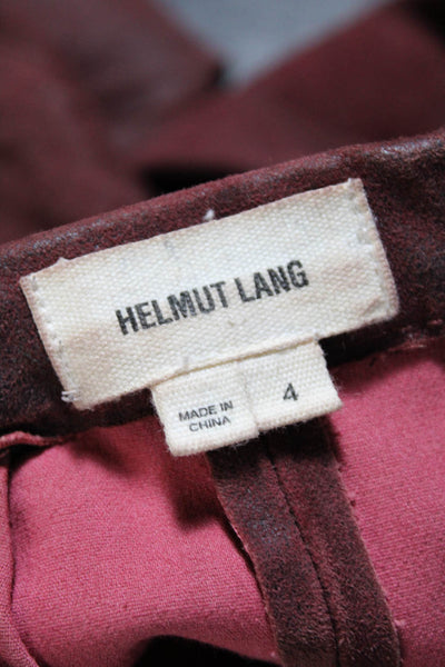 Helmut Lang Womens Suede Mid Rise Skinny Leg Pants Red Size 4