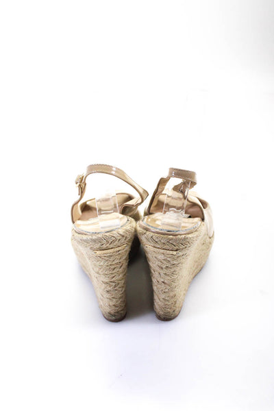 Jimmy Choo Womens Platform Slingback Espadrilles Sandals Brown Patent Leather 39