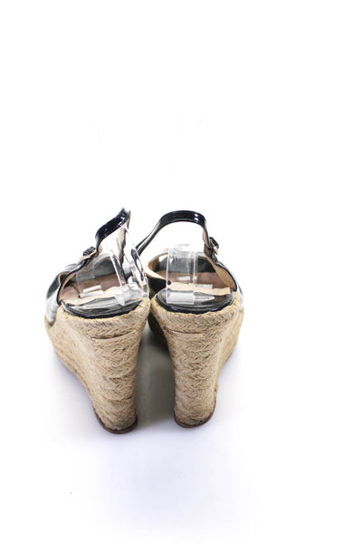 Jimmy Choo Womens Platform Slingback Espadrilles Sandals Black Patent Leather 39
