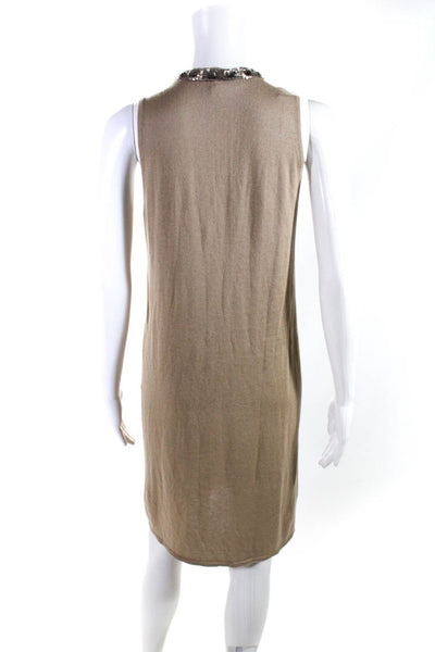 Magaschoni Women's Sleeveless V-Neck Sweater Dress Brown Size M