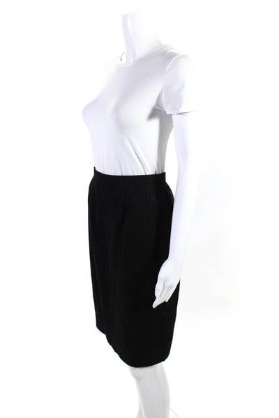 Guy Laroche Womens Back Zip Knee Length Pencil Skirt Black Wool Size FR 38