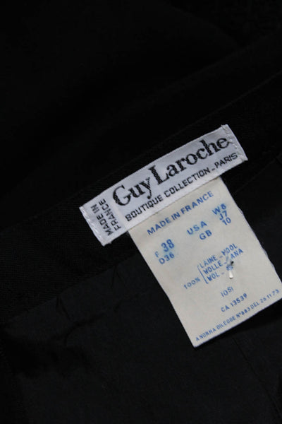 Guy Laroche Womens Back Zip Knee Length Pencil Skirt Black Wool Size FR 38