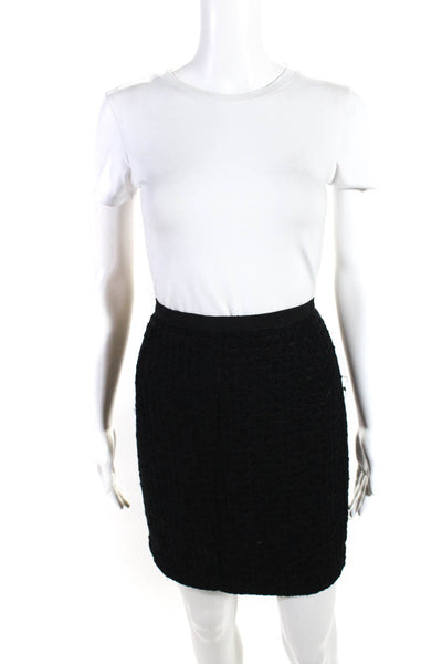 Les Copains Womens Back Zip Knee Length Tweed Pencil Skirt Black Size IT 42