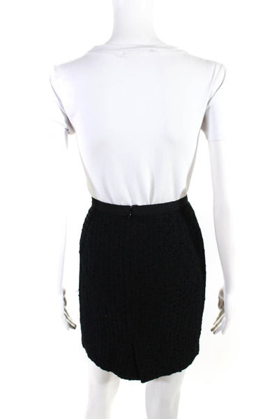 Les Copains Womens Back Zip Knee Length Tweed Pencil Skirt Black Size IT 42