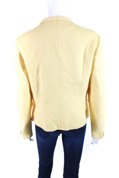 Escada Womens Three Button Collared Fleece Jacket Yellow Size Italian 38